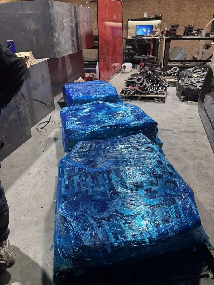 Finished parts, wrapped for pickup