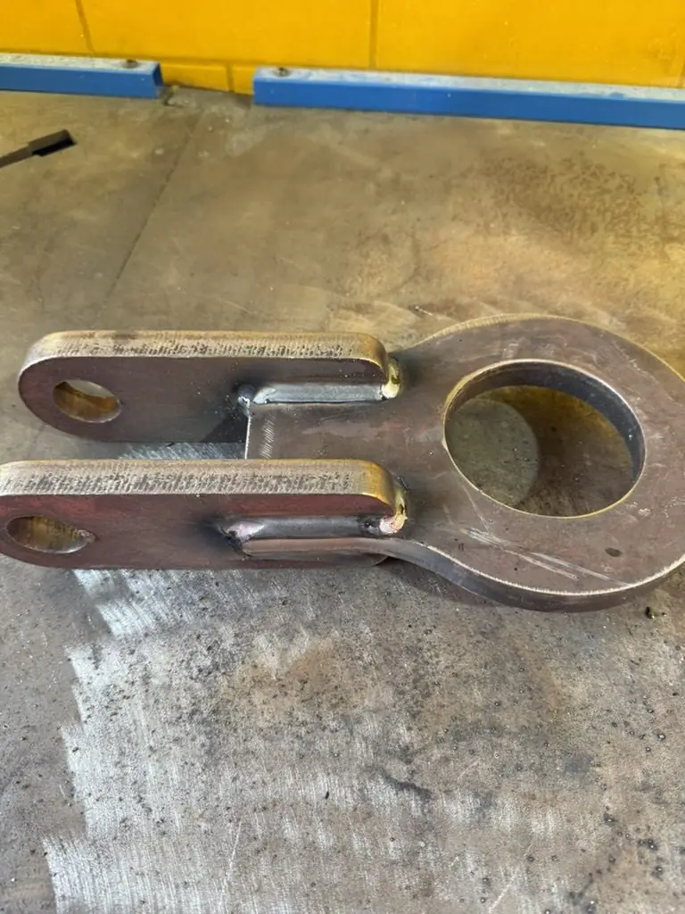 Clevis lug, cut, fit and welded in house