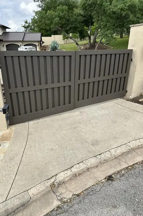 Automated double swing gate with steel frame