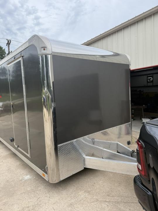 Enclosed car trailer after aluminum repair