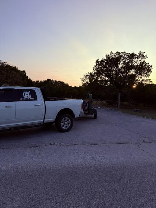 TG Welding truck towing the welding trailer