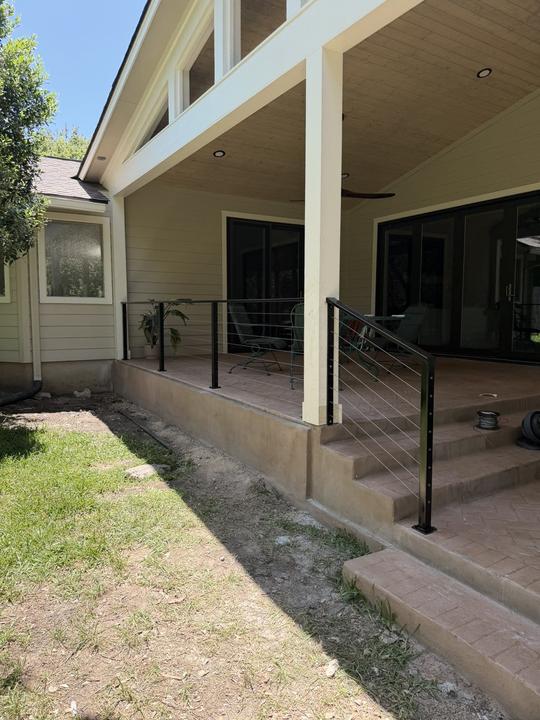 Cable rail on back porch and steps