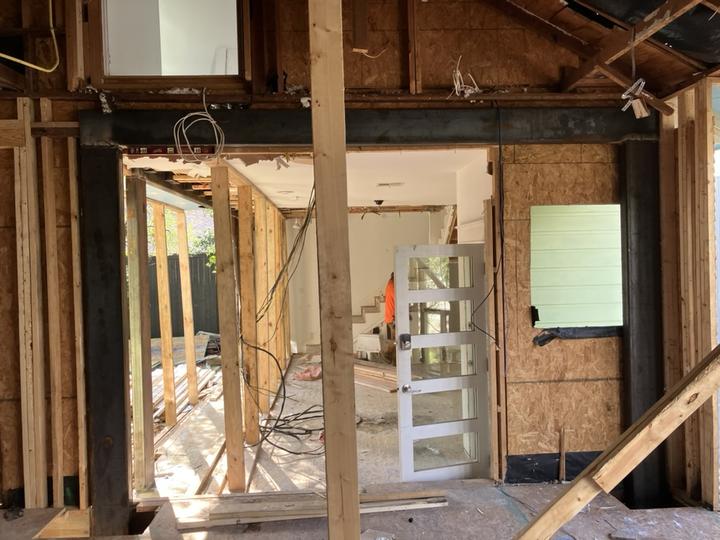 Steel header and posts opening up a load-bearing wall