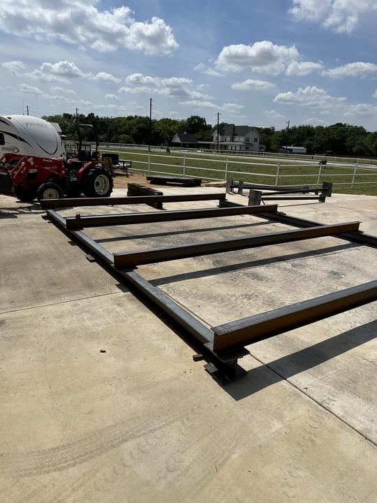 W-beam frame laid out and fit up before install