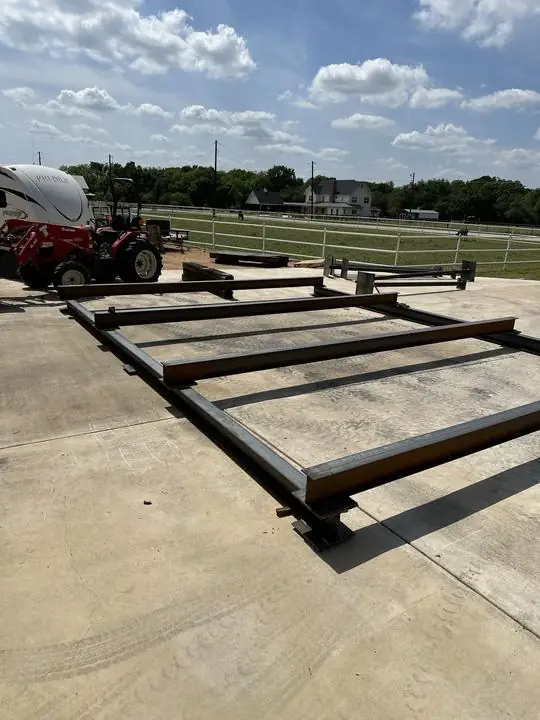 W-beam frame laid out and fit up before install